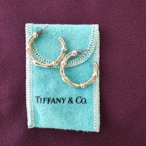 Tiffany 7 Co. "1996" silver bamboo hoop earrings